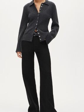 Milano-stitch cinched-waist cardigan 100% Lambswool